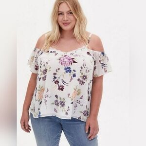 Torrid White Cream Ruffled Blouse